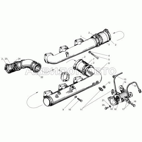 Трубопроводы впускные ЯМЗ-240НМ2 ЯМЗ-240ПМ2