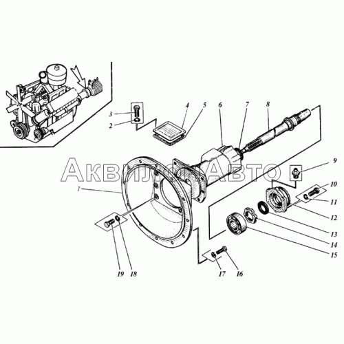Установка механизма отбора мощности Установка механизма отбора мощности