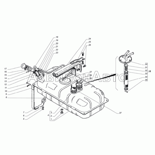 Бак топливный, топливоприемник Бак топливный, топливоприемник