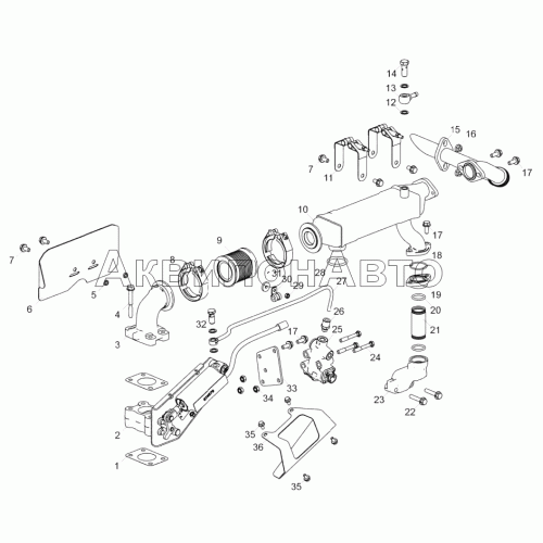 5344.1213005 Установка системы рециркуляции отработавших газов (ЯМЗ-5344-10) 5344.1213005 Установка системы рециркуляции отработавших газов (ЯМЗ-5344-10)