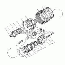 Вал и шестерни демультипликатора коробок передач ЯМЗ-238ВМ5, ЯМЗ-238ВМ7, ЯМЗ-238ВК7