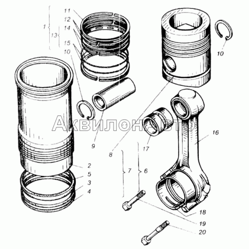 Поршень и шатун двигателей ЯМЗ-240, ЯМЗ-240Б