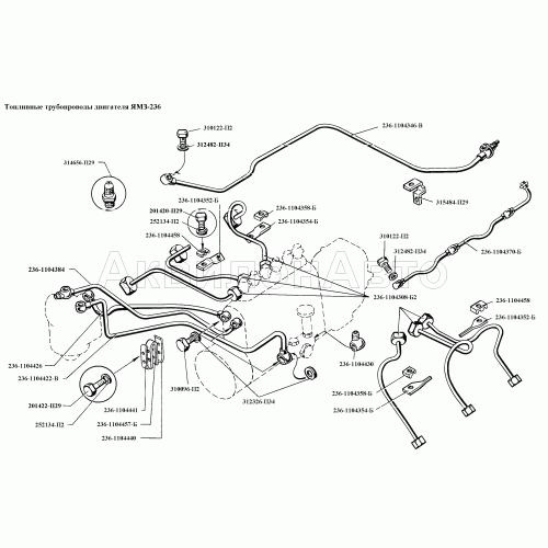 Топливные трубопроводы двигателя ЯМЗ-236