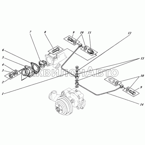 Насос водяной, вентилятор и термостат 442-55-13с1-01