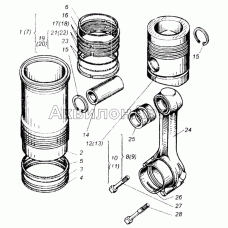 Поршень и шатун двигателей ЯМЗ-240Н, ЯМЗ-240П