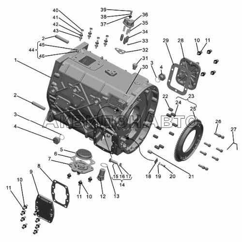 Картер коробки передач, задняя часть Картер коробки передач, задняя часть