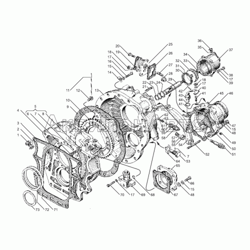 Картер демультипликатора коробок передач ЯМЗ-238ВМ5, ЯМЗ-238ВМ7, ЯМЗ-238ВК7 Картер демультипликатора коробок передач ЯМЗ-238ВМ5, ЯМЗ-238ВМ7, ЯМЗ-238ВК7