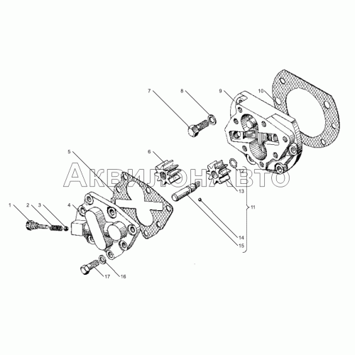 Масляный насос коробок передач ЯМЗ-238ВМ5, ЯМЗ-238ВМ7, ЯМЗ-238ВК7