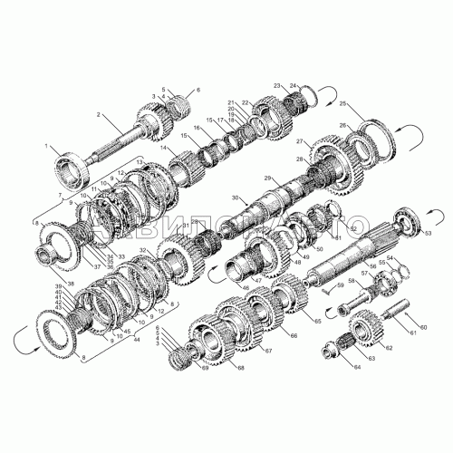 Валы и шестерни коробок передач ЯМЗ-239, ЯМЗ-2391 Валы и шестерни коробок передач ЯМЗ-239, ЯМЗ-2391