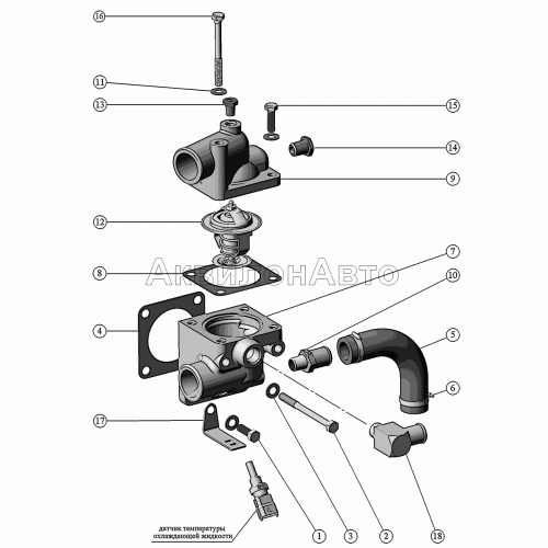 Установка корпуса термостата. Установка корпуса термостата.