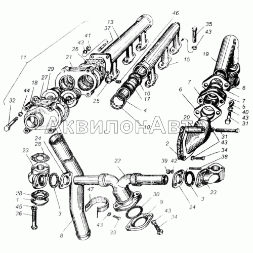 Трубы водяные двигателя ЯМЗ-240