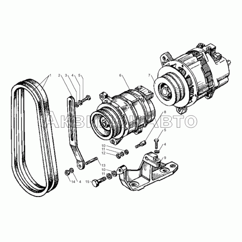 Генератор в сборе, его крепление и привод Генератор в сборе, его крепление и привод