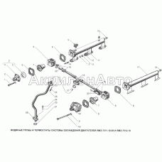 Водяные трубы и термостаты охлаждения двигателя ЯМЗ-7511.10-06 и ЯМЗ-7512.10