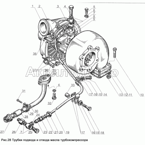 Трубки подвода и отвода масла турбокомпрессора