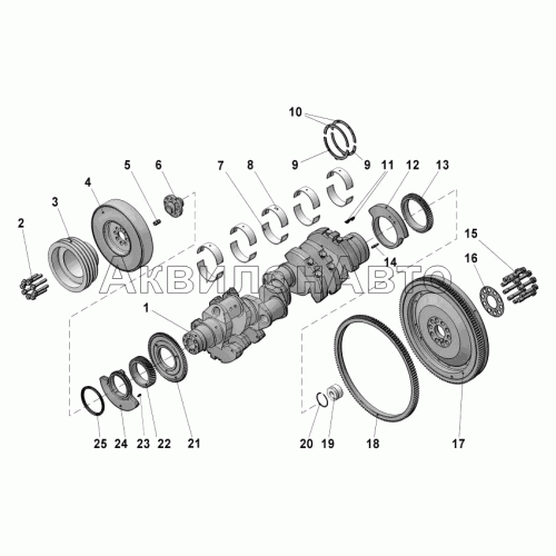 Коленчатый вал и маховик Коленчатый вал и маховик