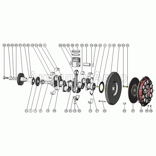 Кривошипно-шатунный механизм. Установка шкива коленчатого вала. Установка муфты сцепления