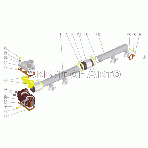 Труба водосборная и термостаты Труба водосборная и термостаты