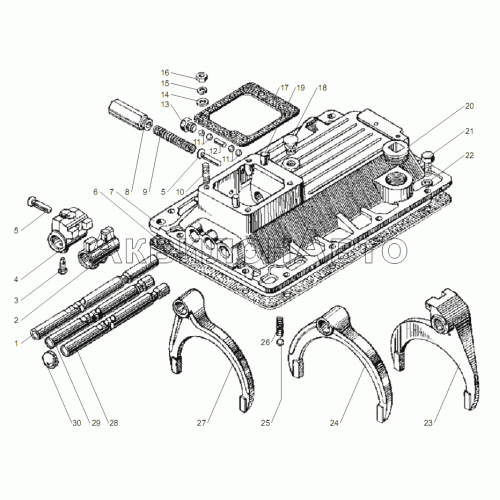 МЕХАНИЗМ ПЕРЕКЛЮЧЕНИЯ КОРОБКИ ПЕРЕДАЧ ЯМЗ-2381 для двигателя ЯМЗ-6562.10