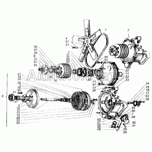 Привод вентилятора двигателя ЯМЗ-240Б