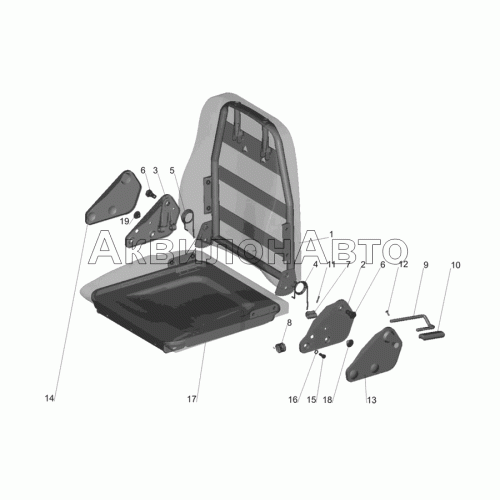 Подушка и спинка сидения водителя 6430-6800012 (пассажира 6430-6810012)