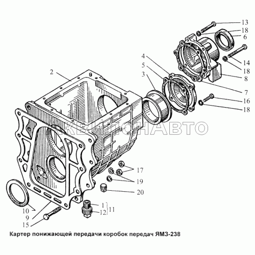 Картер понижающей передачи коробок передач ЯМЗ-238 Картер понижающей передачи коробок передач ЯМЗ-238