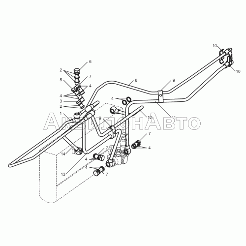 Топливные трубопроводы низкого давления двигателя ЯМЗ-850.10