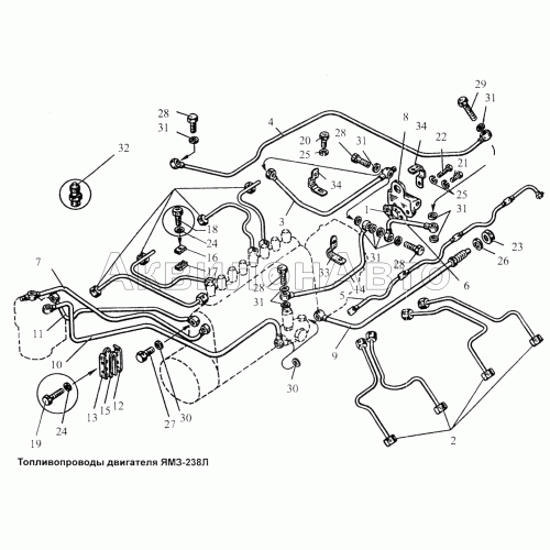 Топливопроводы двигателя ЯМЗ-238Л