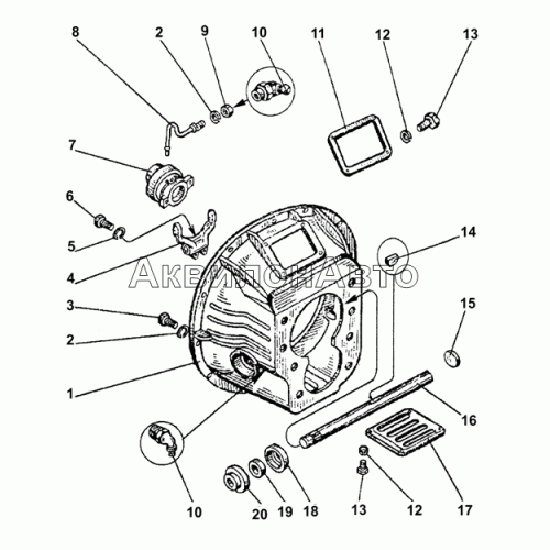 Картер сцепления коробок передач ЯМЗ-238ВМ-50, ЯМЗ-238ВМ-70, ЯМЗ-238ВК-50, ЯМЗ-238ВК-70 Картер сцепления коробок передач ЯМЗ-238ВМ-50, ЯМЗ-238ВМ-70, ЯМЗ-238ВК-50, ЯМЗ-238ВК-70