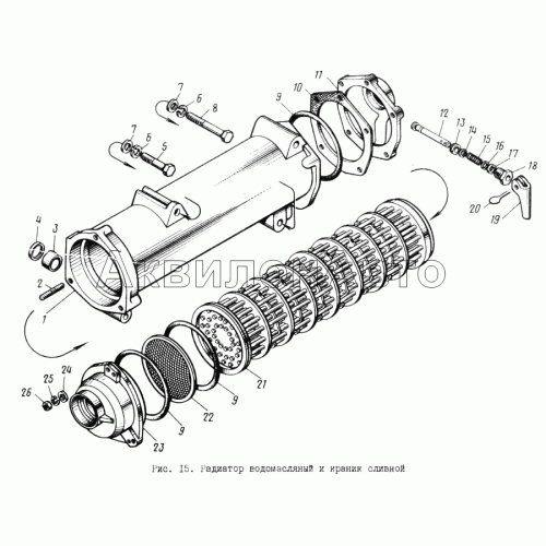 Радиатор водомасляный и краник сливной