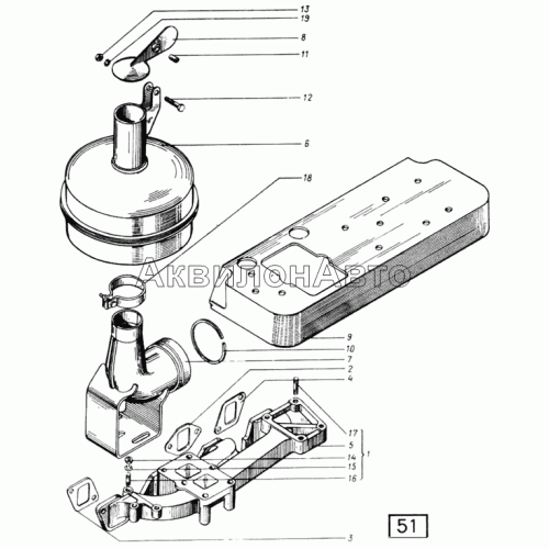 Система выпускная СМД-14НГ,-14БН,-15Н,-19,-20