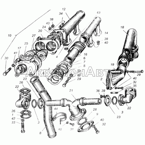Трубы водяные двигателей ЯМЗ-240Н, ЯМЗ-240П