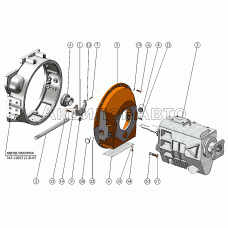 Установка картера сцепления с коробкой перемены передач