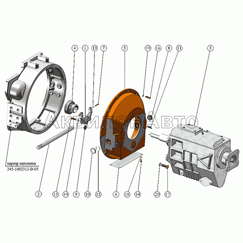Установка картера сцепления с коробкой перемены передач Установка картера сцепления с коробкой перемены передач