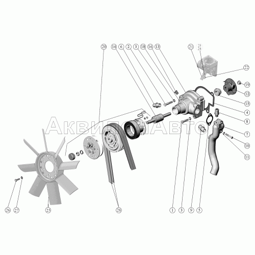 Установка водяного насоса. Установка водяного насоса.