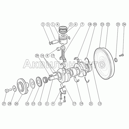 Кривошипно-шатунный механизм. Установка маховика