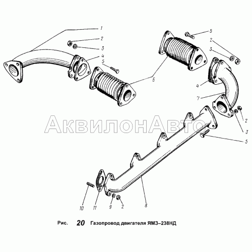 Газопровод двигателя ЯМЗ-238НД
