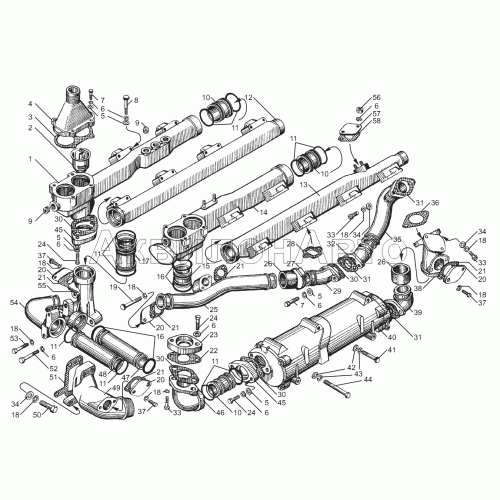 Трубы и термостаты системы охлаждения двигателей ЯМЗ-8501.10