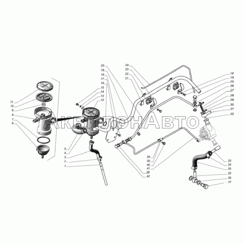 Система вентиляции картерных газов, маслопровод к турбокомпрессору и вакуумному насосу Система вентиляции картерных газов, маслопровод к турбокомпрессору и вакуумному насосу