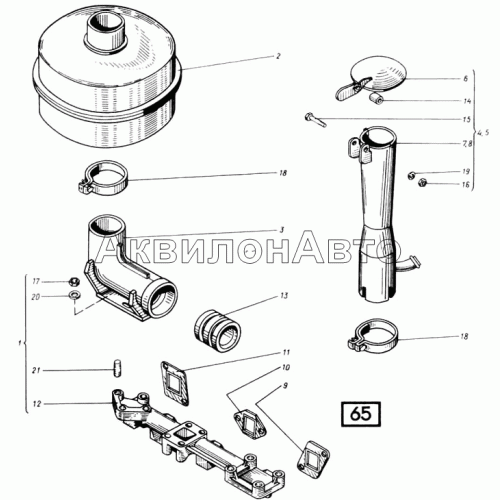 Система выпуска СМД-21, -22, 22А, 23, 23.01, 23.02, 24, 24.01, 24.02