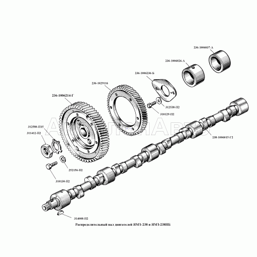 Распределительный вал двигателя ЯМЗ-238 и 238НБ