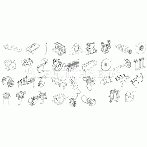 Схема деления двигателя ЯМЗ-5344-10 на сбороные единицы