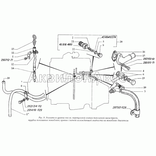 Указатель уровня масла, перепускной клапан топливной магистрали, трубки топливные моноблока, краник сливной охлаждающей жидкости на моноблоке двигателя Указатель уровня масла, перепускной клапан топливной магистрали, трубки топливные моноблока, краник сливной охлаждающей жидкости на моноблоке двигателя