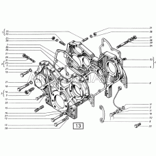 Картер и крышка картера зубчатых колес СМД-21, -22, 22А, 23, 23.01, 23.02, 24, 24.01, 24.02