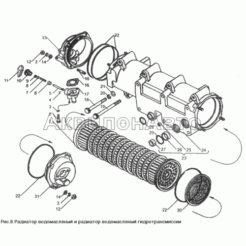 Радиатор водомасляный и радиатор водомасляный гидротрансмиссии Радиатор водомасляный и радиатор водомасляный гидротрансмиссии