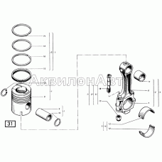 Поршень с шатуном СМД-21, -22, 22А, 23, 23.01, 23.02, 24, 24.01, 24.02