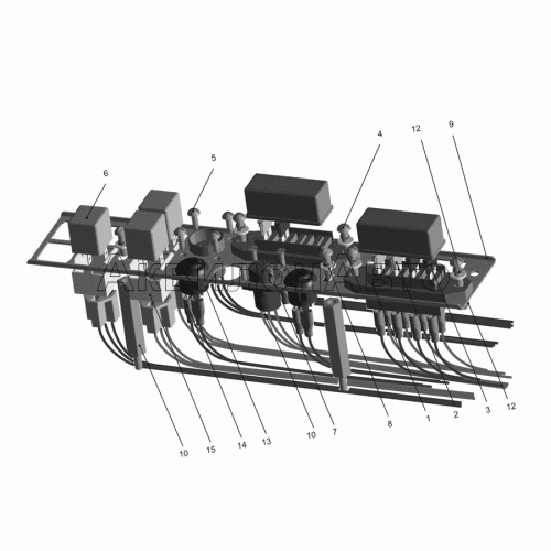 Панель реле и предохранителей автомобиля MA3-437030 Panel of relays and safety devices of MAZ-437030