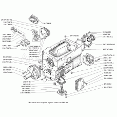Картер и масляный насос коробки передач двигателя ЯМЗ-238