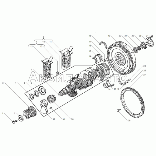 ВАЛ КОЛЕНЧАТЫЙ И МАХОВИК двигателей ЯМЗ-6562.10, ЯМЗ-6563.10 ВАЛ КОЛЕНЧАТЫЙ И МАХОВИК двигателей ЯМЗ-6562.10, ЯМЗ-6563.10