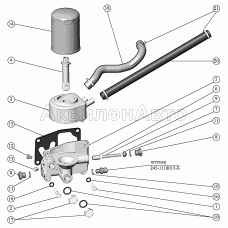 Установка масляного фильтра с жидкостно-масляным теплообменником (ЖМТ). Установка патрубков ЖМТ