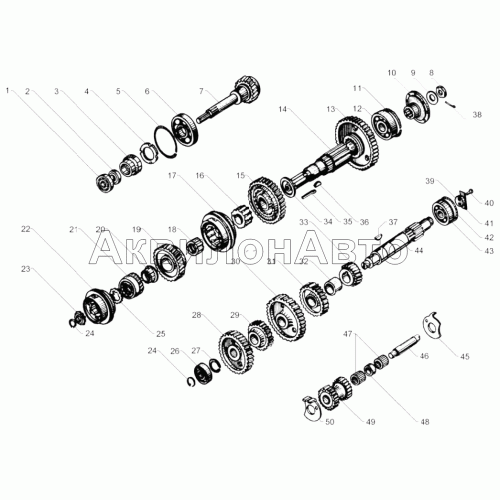 Валы и шестерни коробки передач ЯМЗ-236Н